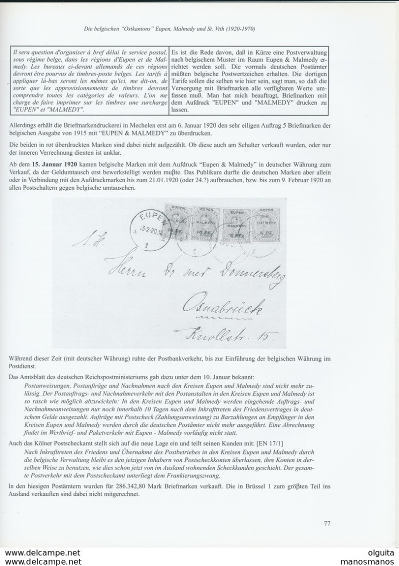 25/921A - BELGIQUE Postgeschichte EUPEN MALMEDY, ST VITH , Par Michael Amplatz , 160 P. , 2001 - Philately And Postal History