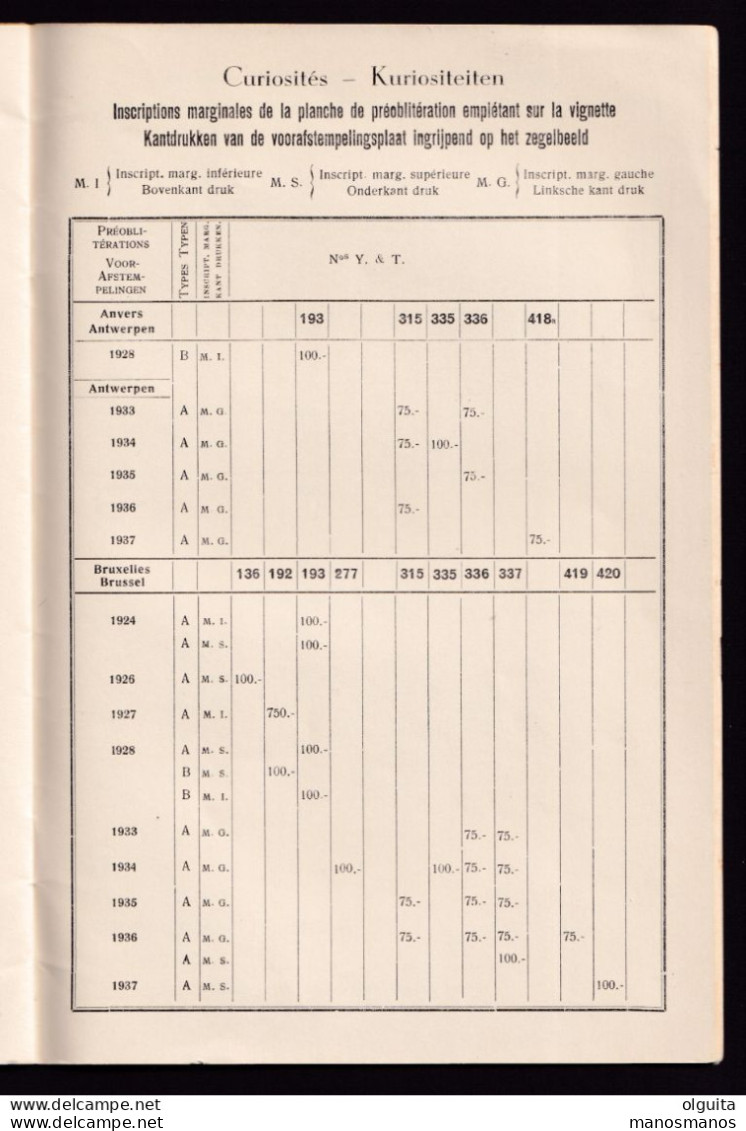 985/35 - Les Préoblitérations Typographiques, Par La Société Des Timbres PREOS ,25 Pg, 1941 - Matasellos