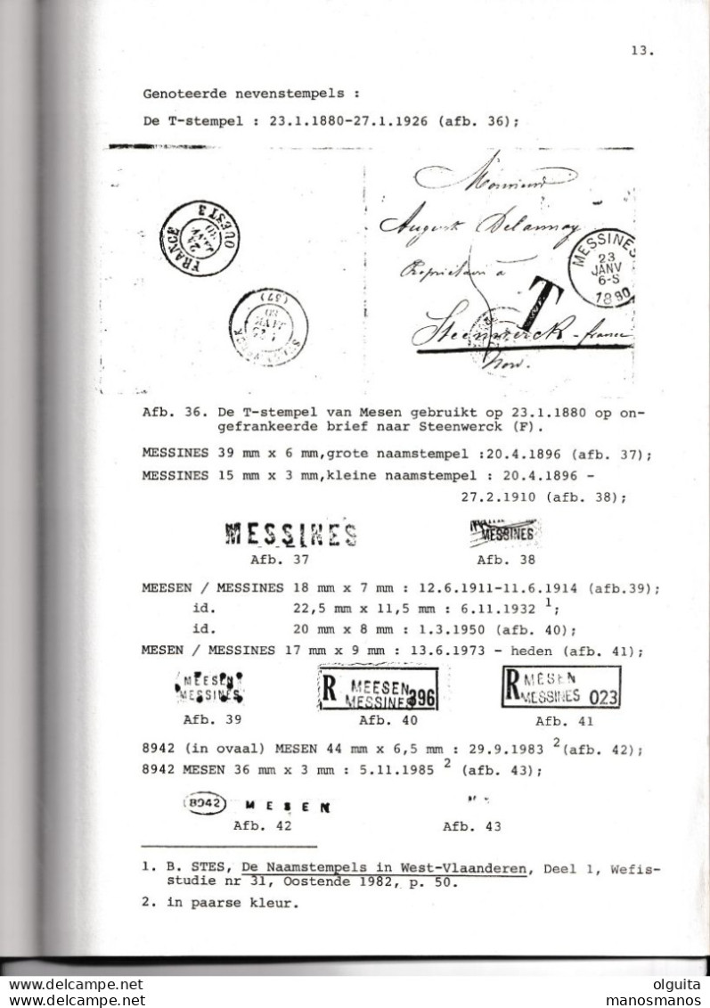 979/35 --  LIVRE/BOEK WEFIS Nr 41 - Postgeschiedenis Van MESEN , 17 Blz ,  1985 , Door Michel Van De Catsyne - Cancellations