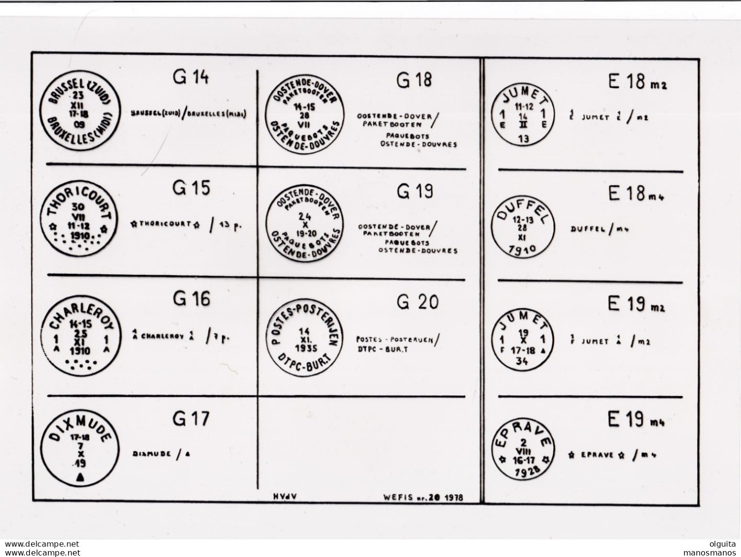 974/35 --  LIVRE/BOEK WEFIS Nr 20 - De Datumstempel Type 1910 , 16 Blz ,  1978 , Door Hugo Van De Veire - Cancellations