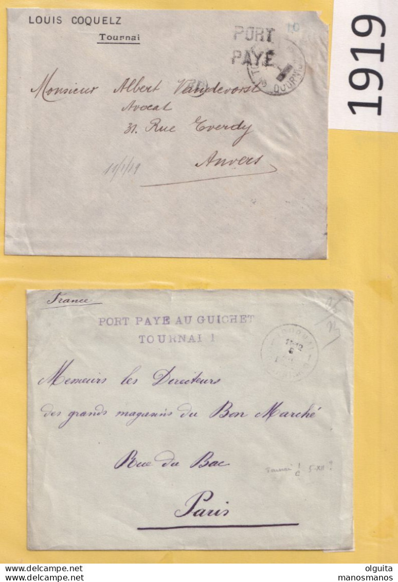 DDEE 746 - Collection De Cachets De FORTUNE De TOURNAI 1918/1919 - TB Ensemble De 15 Documents + Divers - Fortune Cancels (1919)