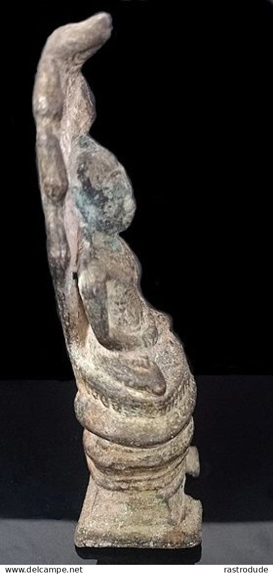 XII CENTURY ANGKOR PERIOD KHMER BUDDHA NAGA BRONZE SCULPTURE - Art Asiatique