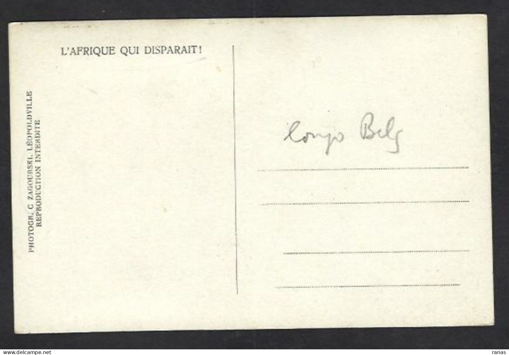 CPA Zagoursky Congo Belge Afrique Noire Type Ethnic Non Circulé - Belgian Congo