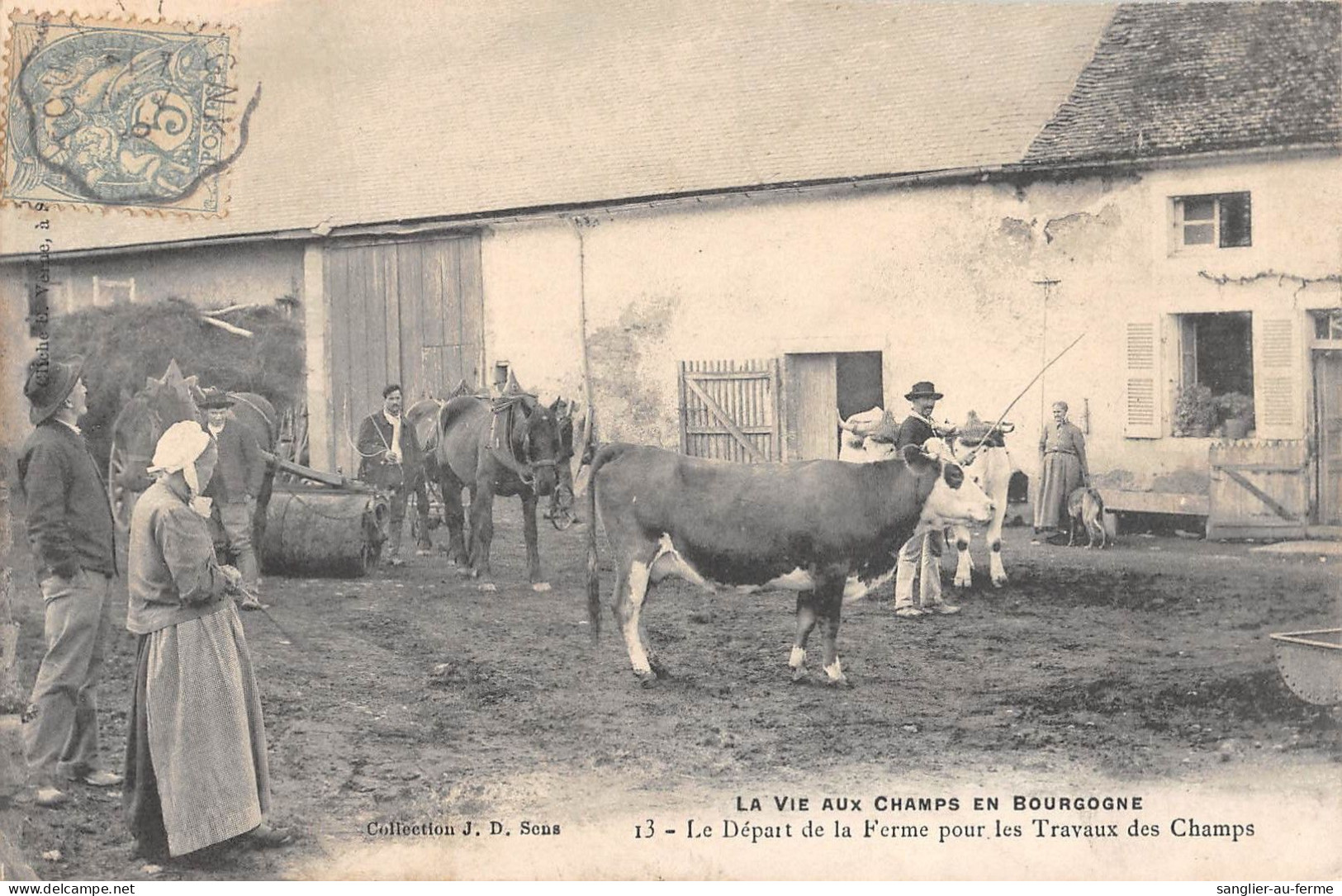 CPA 89 LA VIE AUX CHAMPS EN BOURGOGNE / LE DEPART DE LA FERME POUR LES TRAVAUX DES CHAMPS - Autres & Non Classés