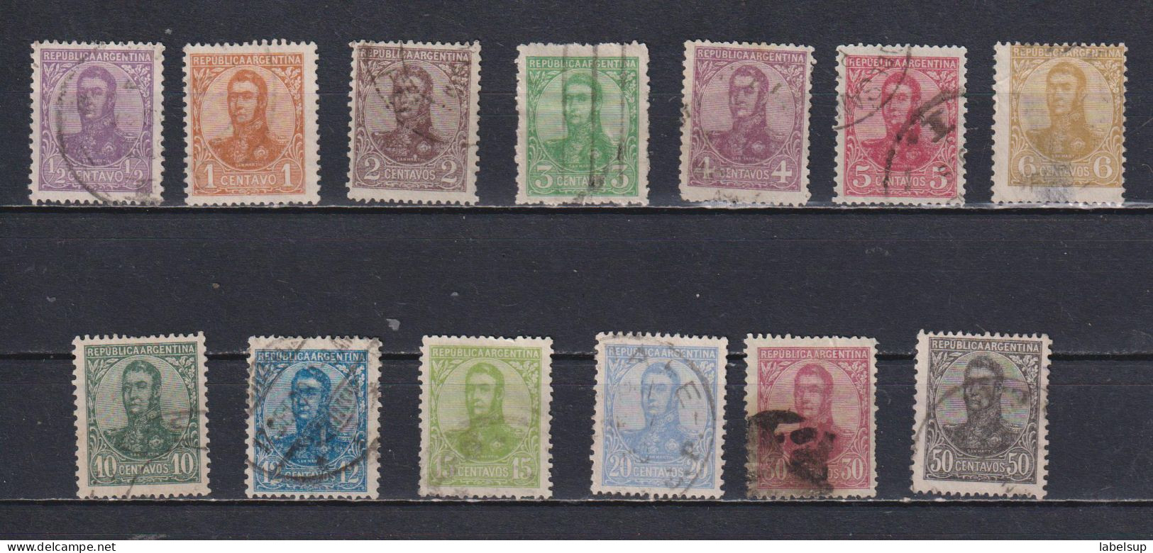 Timbres Oblitérés D'Argentine De 1908 1909 San Martin - Usados