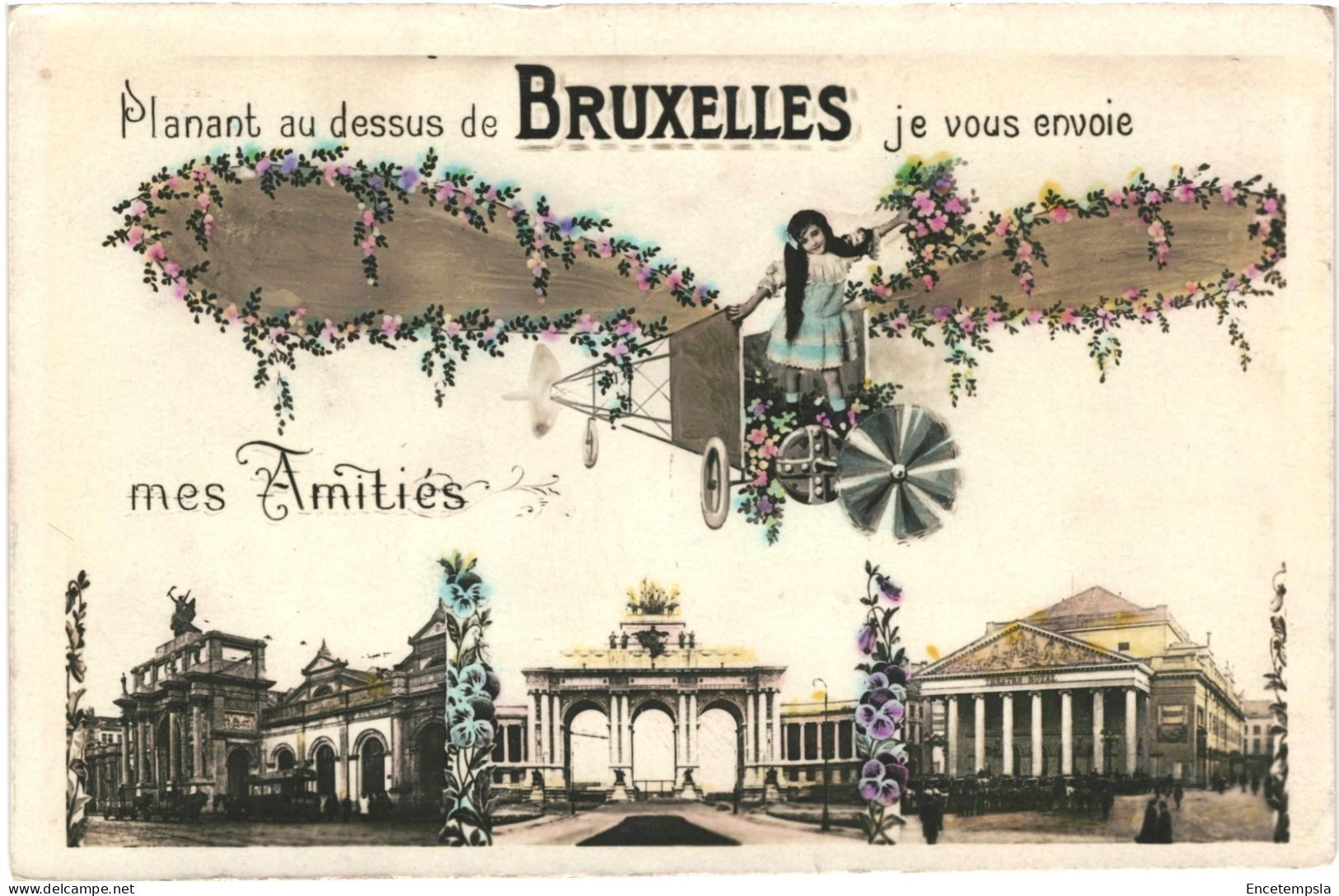 CPA Carte Postale Belgique Bruxelles Planant Au Dessus De Bruxelles Je Vous Envoie Mes Amitiés1911 VM74065 - Mehransichten, Panoramakarten