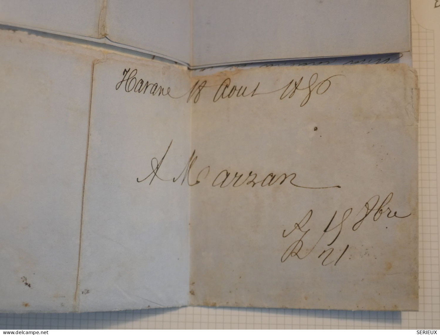 DF 12  CUBA  BELLE  LETTRE  RARE 1856 PAR STEAMER " ASIA" LA HAVANE  VIA ETATS UNIS  POUR PARIS+++++  AFF.  INTERESSANT+ - Vorphilatelie