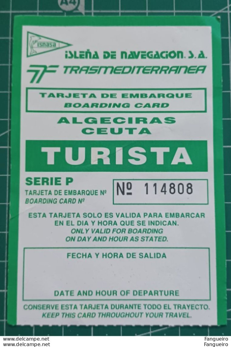 SPAIN FERRY BOAT TICKET ALGECIRAS CEUTA - Mundo