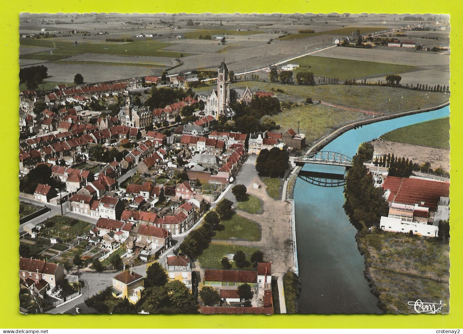 Hainaut WARNETON N°48 67 Vue Panoramique Aérienne Et La Lys En 1971 Beau Pont Bow-String - Komen-Waasten