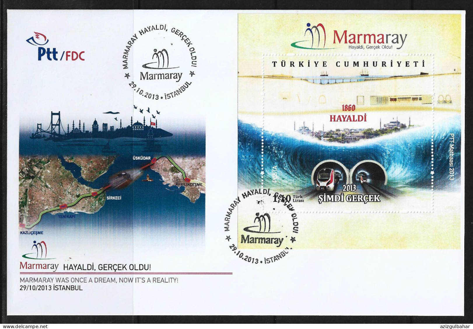 2013 - MARMARAY CROSSING UNDER BOSPHORUS  - 29TH OCTOBER 2013 - FDC - FDC