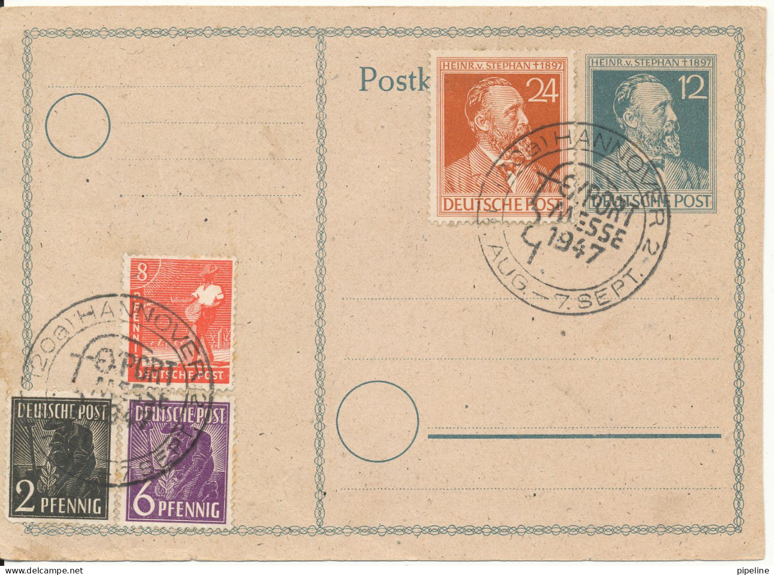 Germany Uprated Postal Stationery Postkarte With Special Postmark Hannover Export Messe 1947 - Postal  Stationery