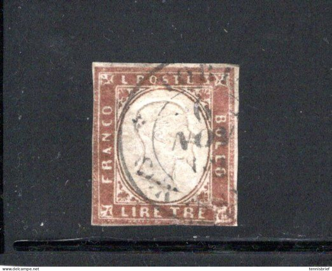 1861 , 3 Lire , Clear Cancel  " TORINO -6.NOV.61 ", Small Faults, Foto Expertised  , Michel € 3200,- #1410 - Sardegna