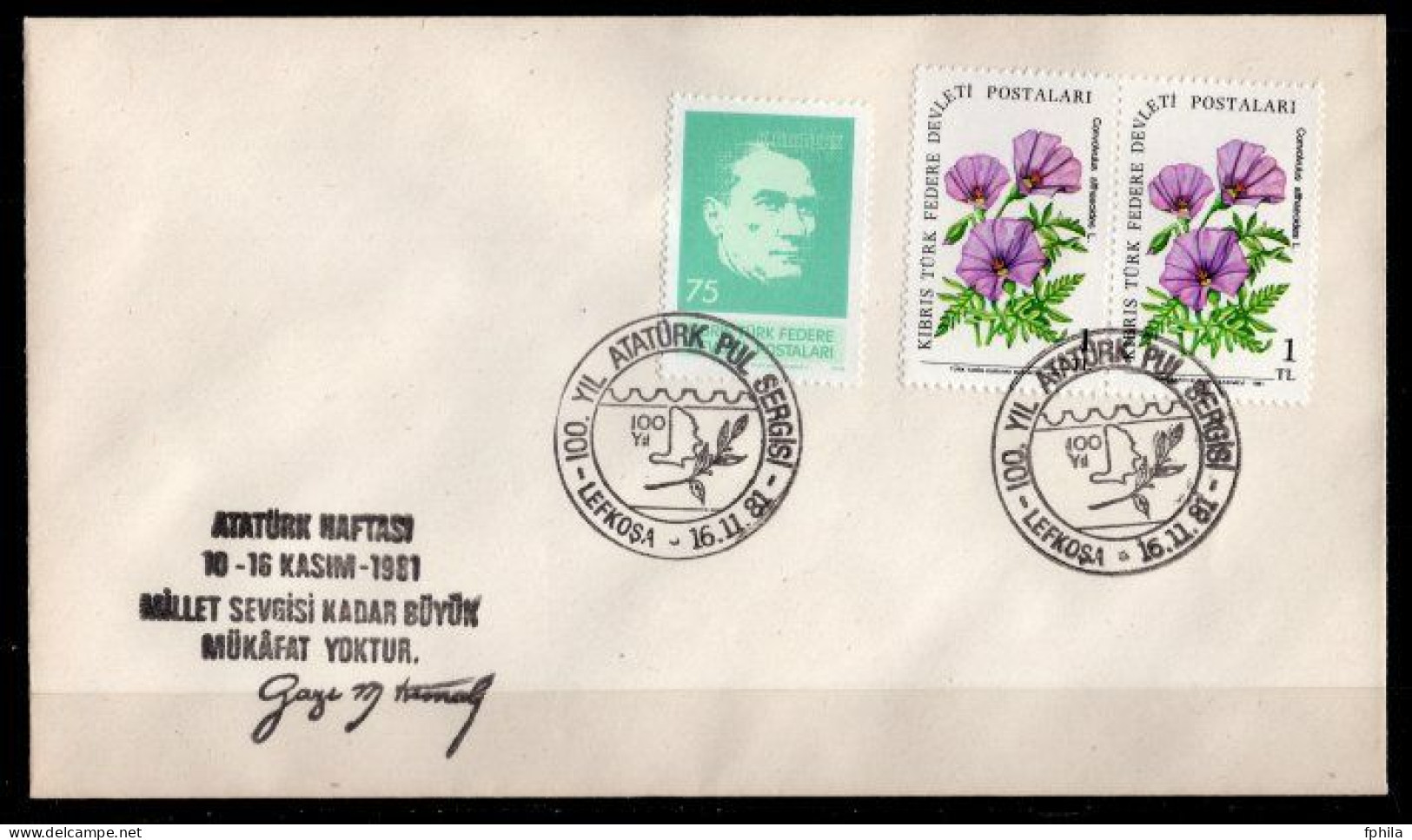 1981 NORTH CYPRUS ATATURK STAMP EXHIBITION - BIRTH CENTENARY OF ATATURK FDC - Lettres & Documents