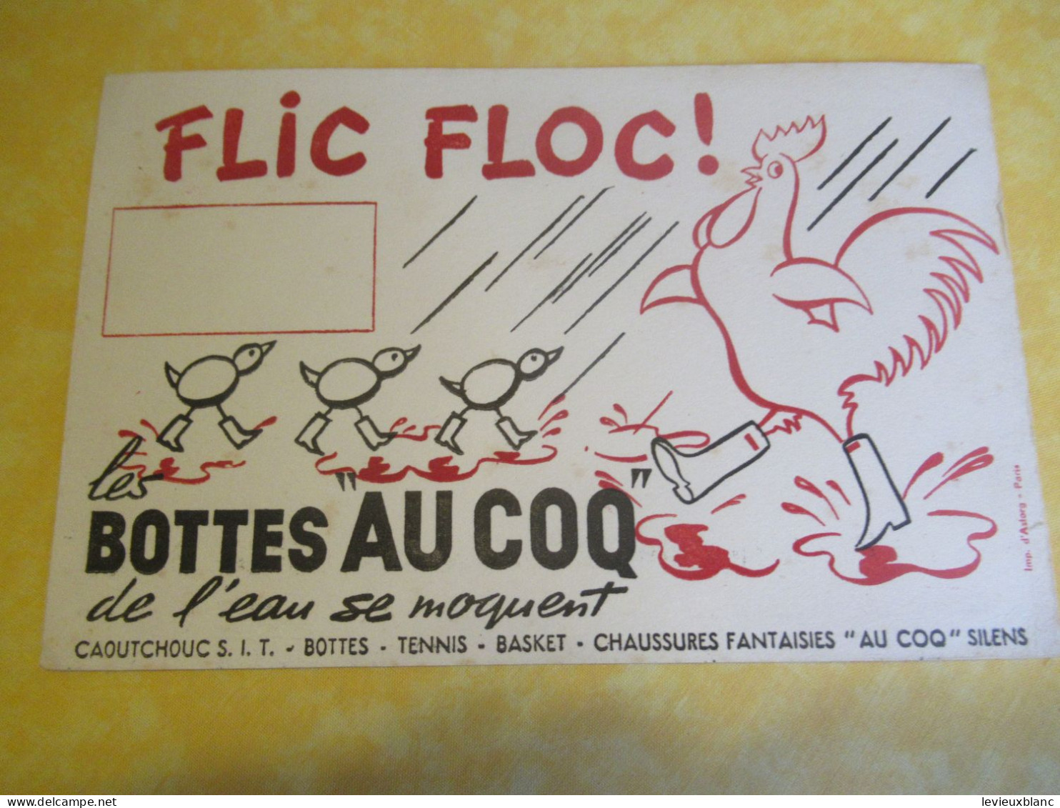 Buvard  Ancien/Chaussure/"FLIC FLOC ! "/Bottes  Au Coq De L'eau Se Moquent /Vers 1950-60    BUV712 - Chaussures