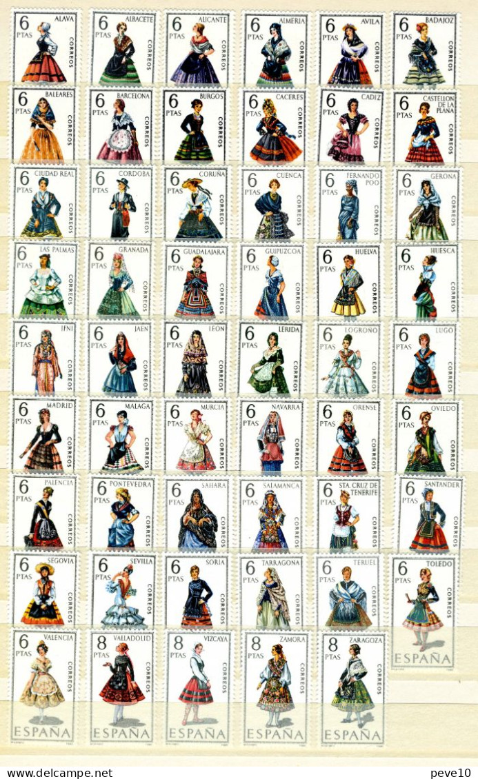 Espagne    Costumes  Féminins (complet)  Entre N° 1496 Et 1673 Xx - Nuevos