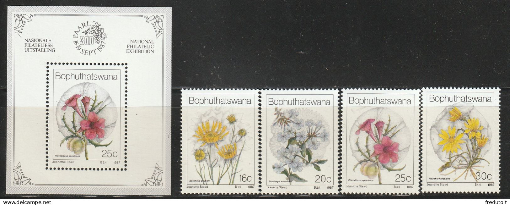 BOPHUTHATSWANA - N°186/9+BLOC N°2 ** (1987) Fleurs - Bofutatsuana