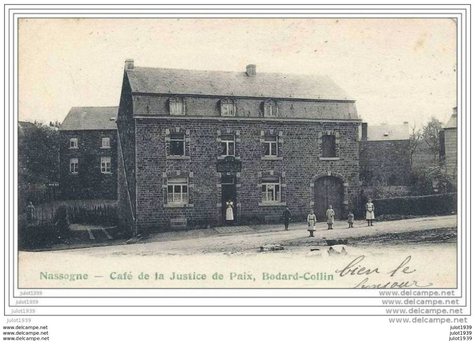 Julot1939 ...  NASSOGNE ..-- Café De La Justice De Paix , BODARD - COLLIN . 1910 De AUMETZ Vers NANCY . - Nassogne