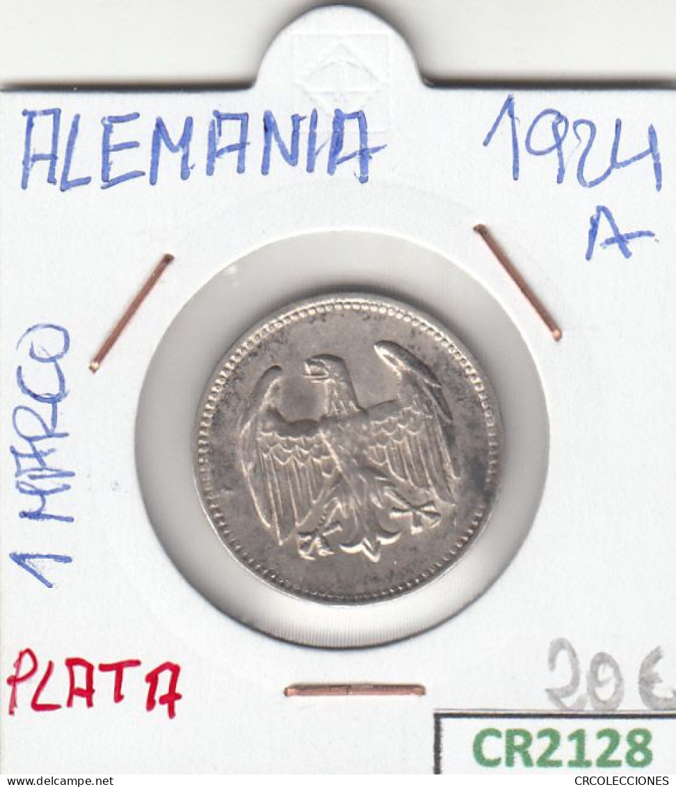 CR2128 MONEDA ALEMANIA 1 MARCO 1924A PLATA EBC - 1 Marco & 1 Reichsmark