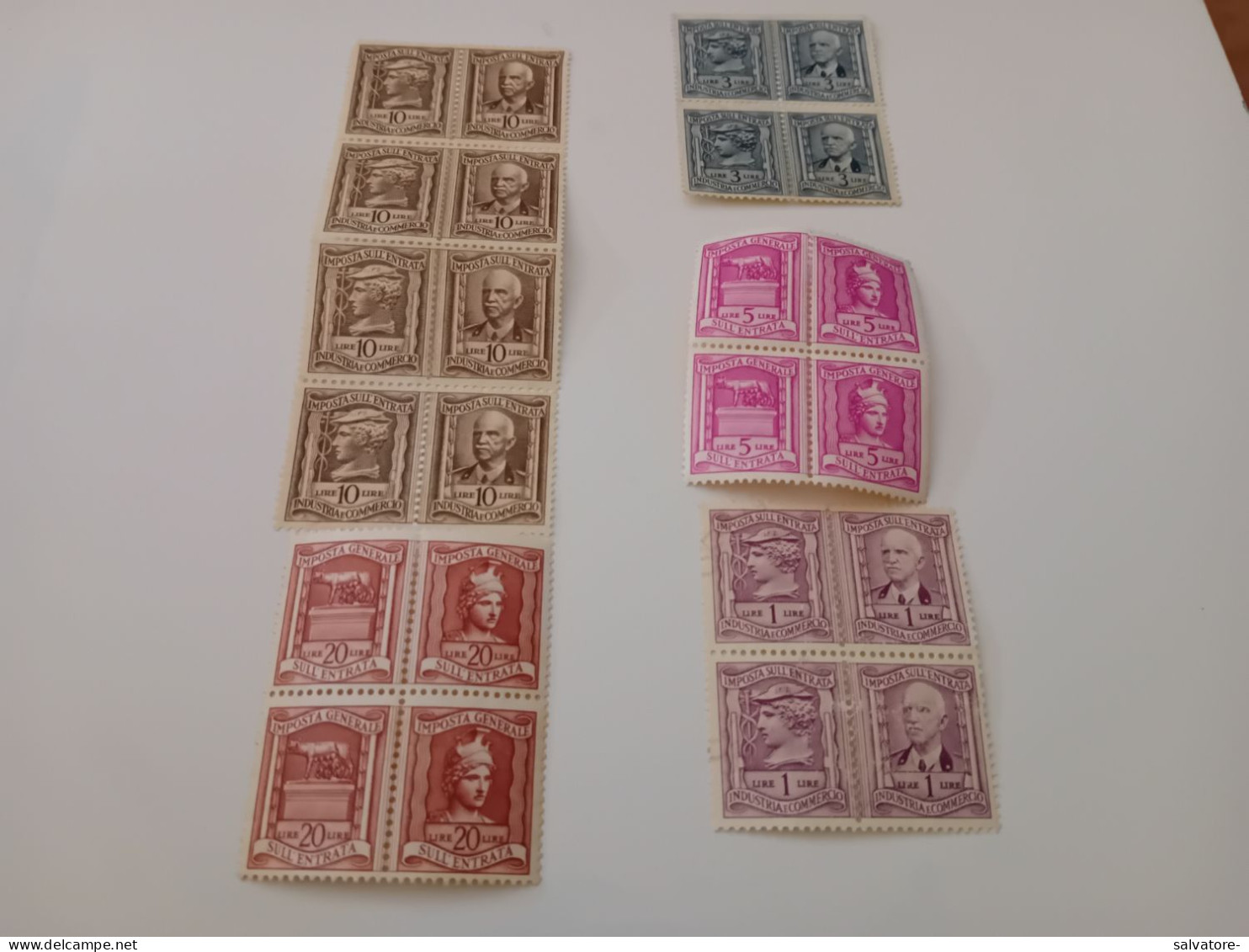 LOTTO 6 QUARTINE MARCHE DA BOLLO REGNO UNITE- NUOVE NON LINGUELLATE - Revenue Stamps