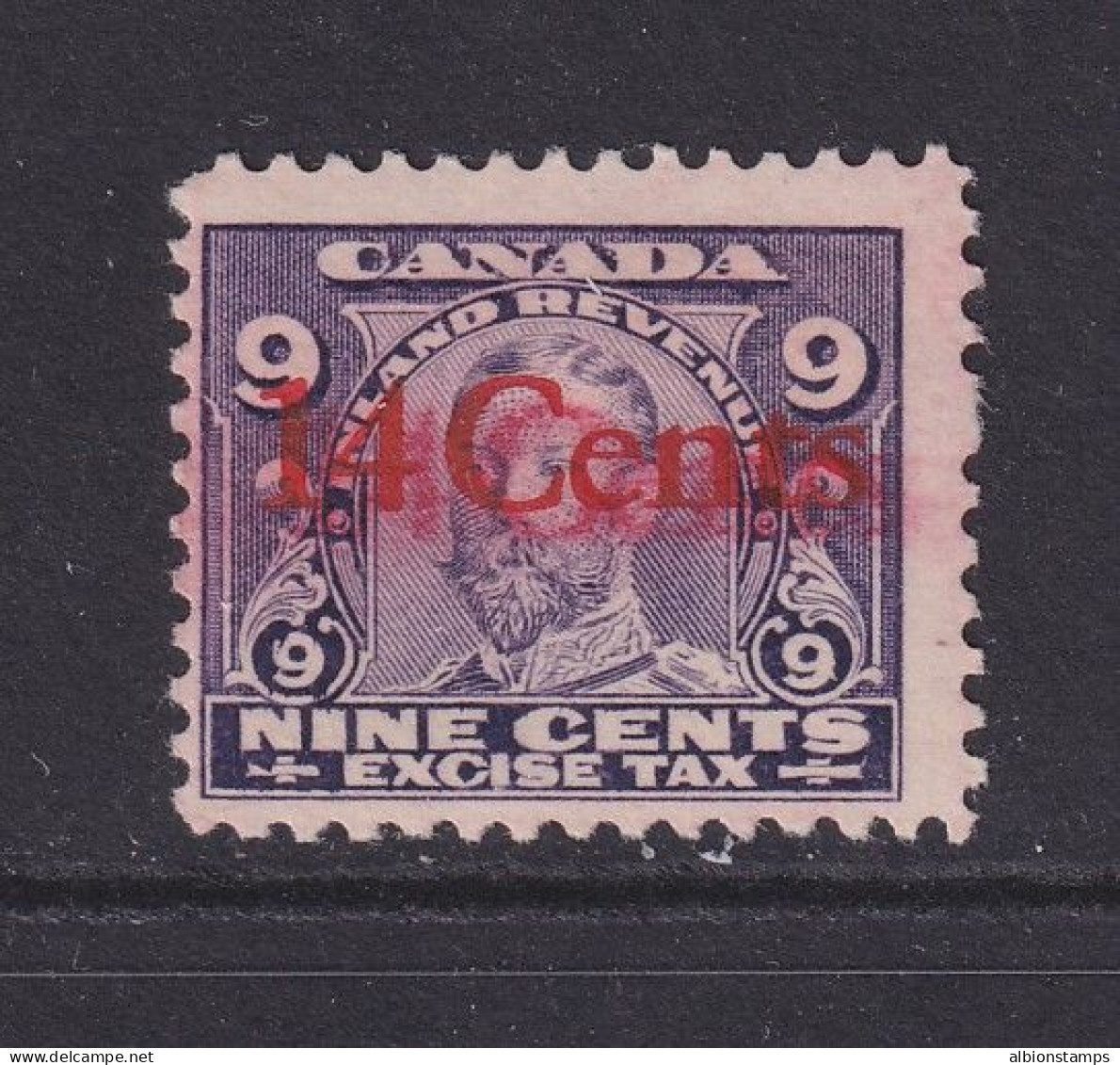 Canada Revenue (Federal), Van Dam FX28b, MHR, Double Overprint (pen # On Gum) - Fiscali