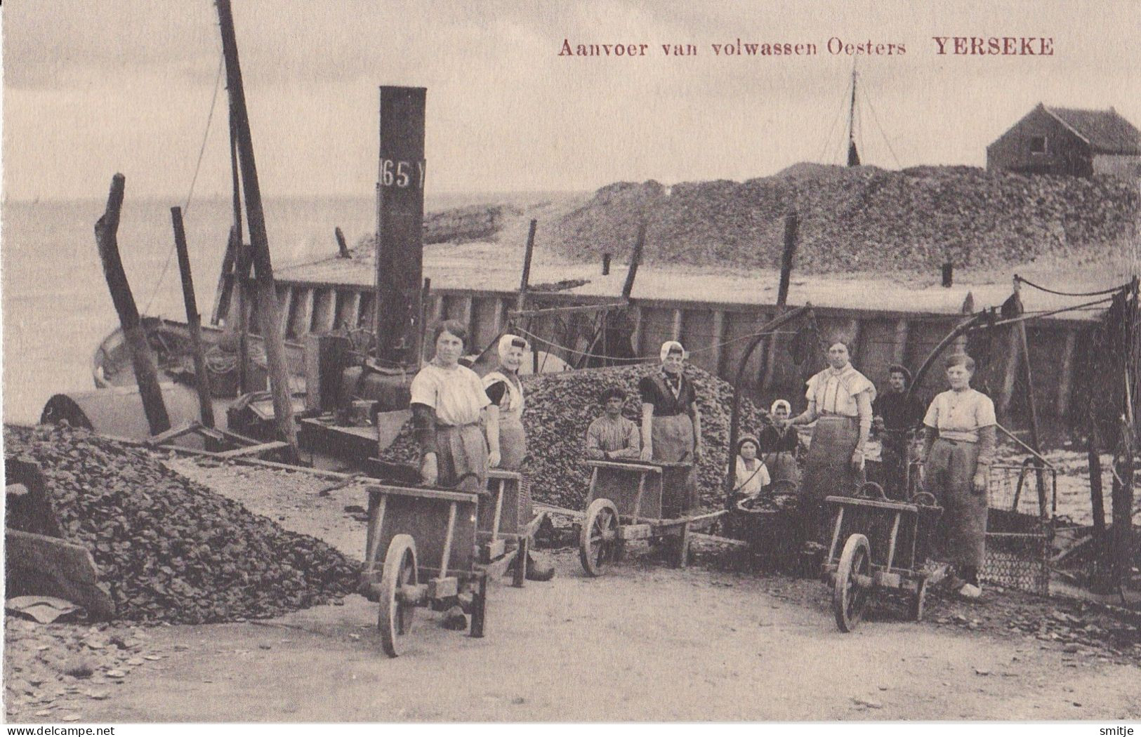 YERSEKE OESTERCULTUUR OESTER-INDUSTRIE AANVOER VOLWASSEN OESTERS HUITRES KLEDERDRACHT - Yerseke