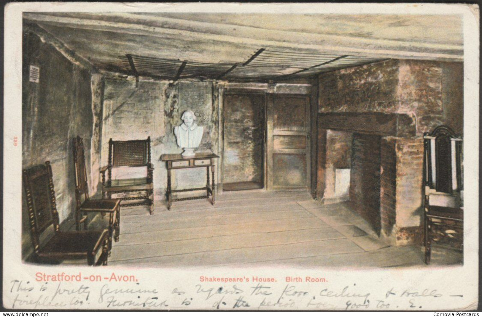 Birth Room, Shakespeare's House, Stratford-on-Avon, 1903 - Peacock Postcard - Stratford Upon Avon