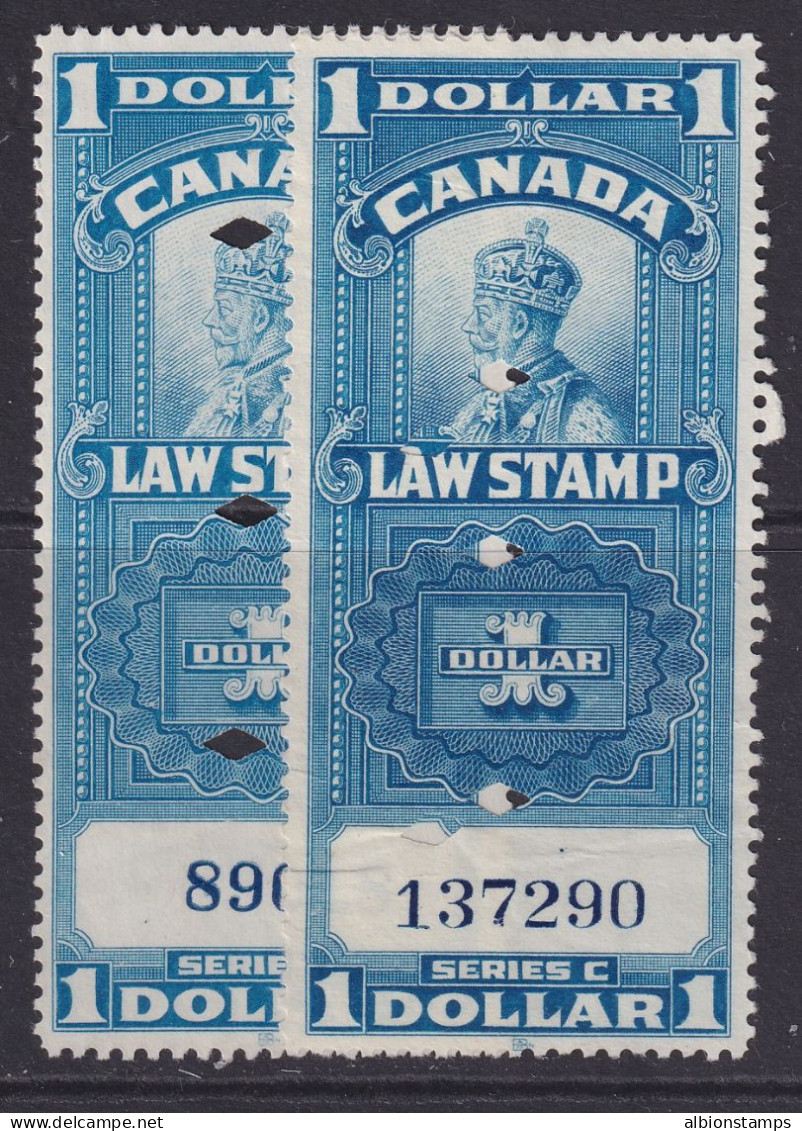 Canada Revenue (Federal), Van Dam FSC18, Two (one With Crease) - Fiscale Zegels