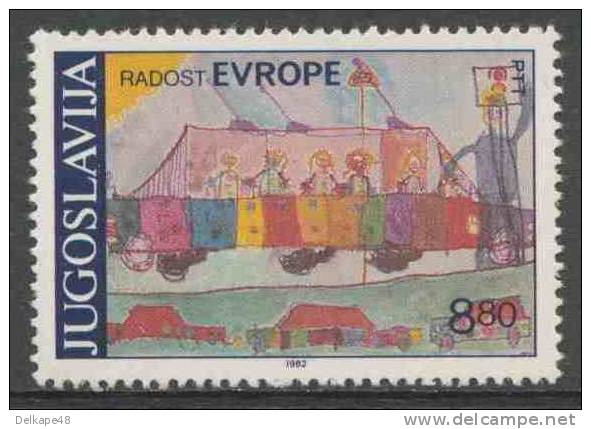 Jugoslavija Yugoslavia 1982 Mi 1945 YT 1829 ** Traffic / Schoolbus - Drawing By Tibor Bozo - "Joy Of Europe" - Busses