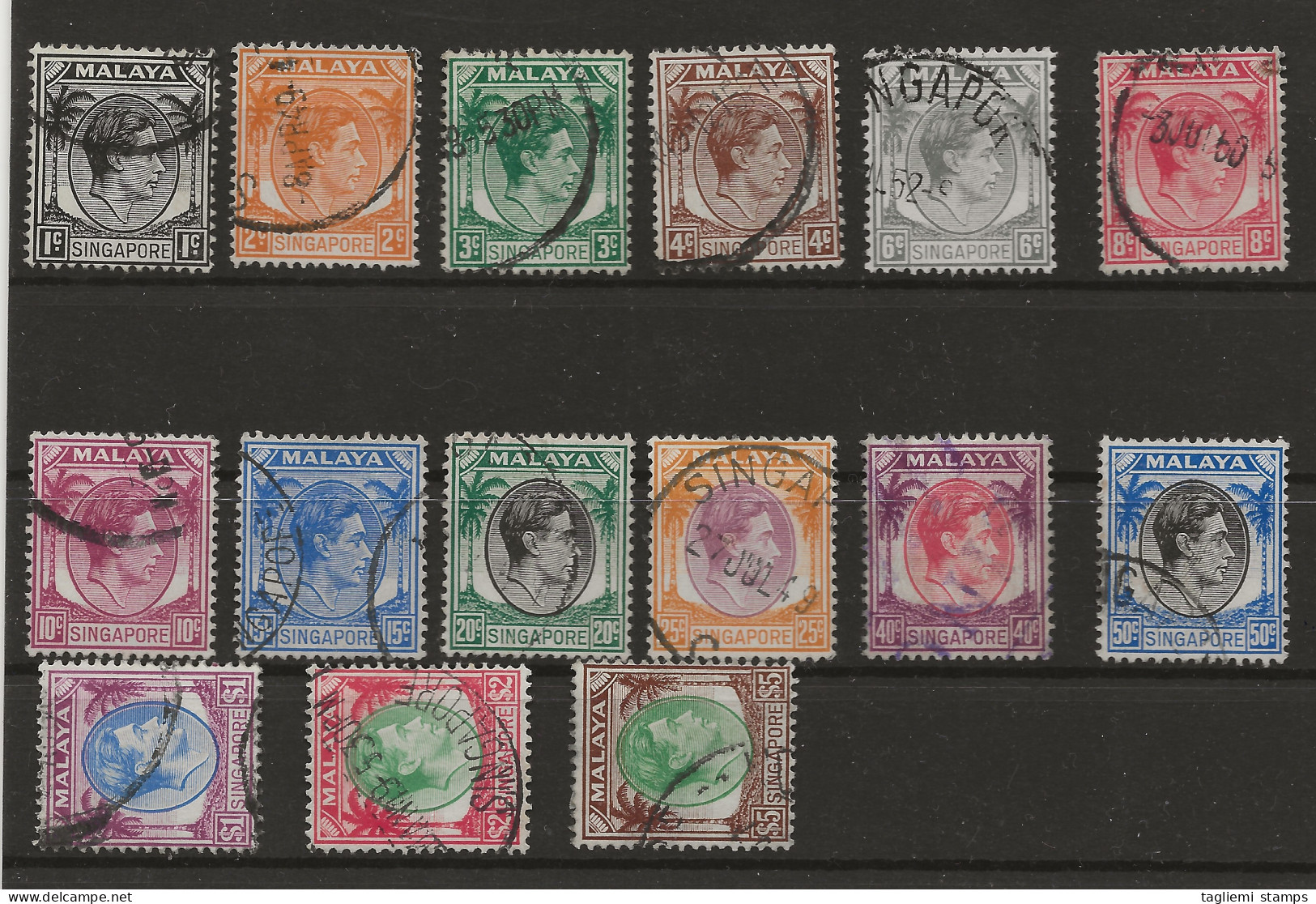 Singapore, 1948, SG   1 - 15, Complete Set, Used, Perf: 14 - Singapour (...-1959)