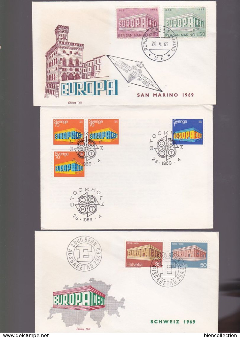 Europa 1969 ; 24 FDC , complet sauf Allemagne et Monaco