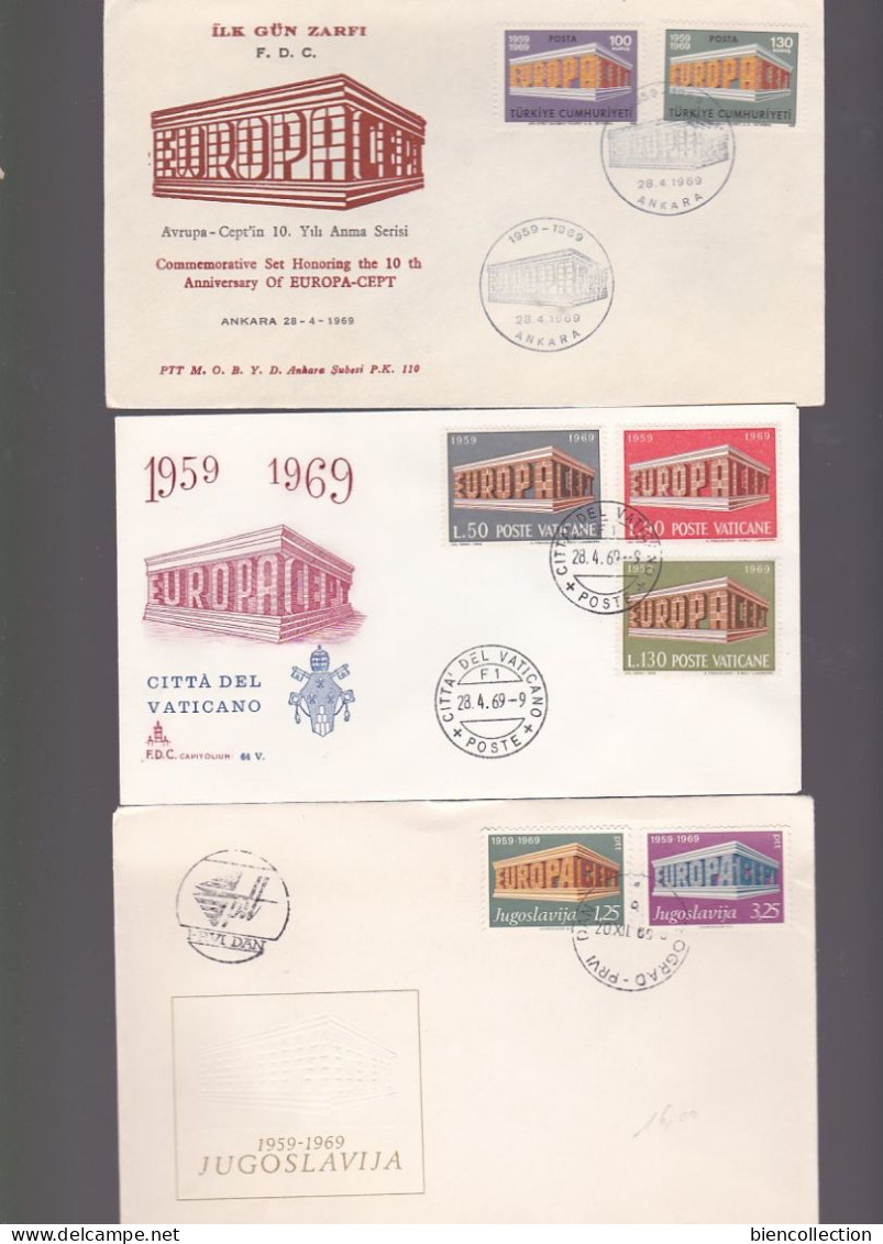 Europa 1969 ; 24 FDC , complet sauf Allemagne et Monaco