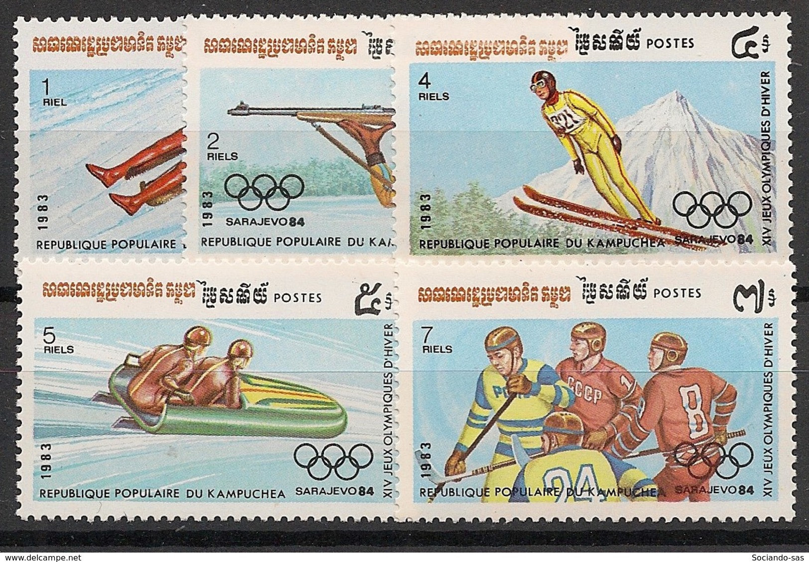 KAMPUCHEA - 1983 - N°Yv. 407 à 411 - Sarajevo 1984 / Olympics - Neuf Luxe ** / MNH / Postfrisch - Kampuchea