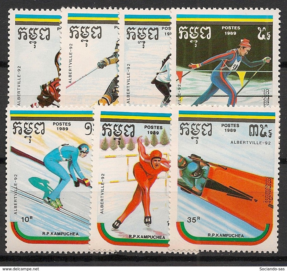 KAMPUCHEA - 1989 - N°Yv. 856A à 856G - Olympics / Albertville 92 - Neuf Luxe ** / MNH / Postfrisch - Kampuchea