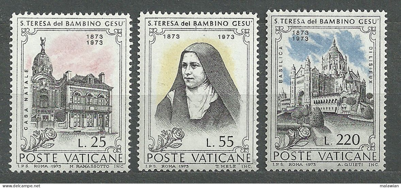 Vatican, 1973 (#617-19a), St. Theresa Of Jesus, Birth Building, Basilica, Pope John Paul II Visited Lisieux, France - Theologians