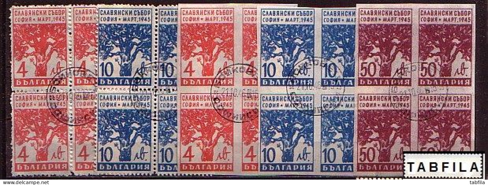 BULGARIA - 1945 - Congres Panslave De Sufia - 2v Dent.( 477A/477B) + 3v Non Dent.477B/479B) -  Bl De 4 Uzed - Used Stamps