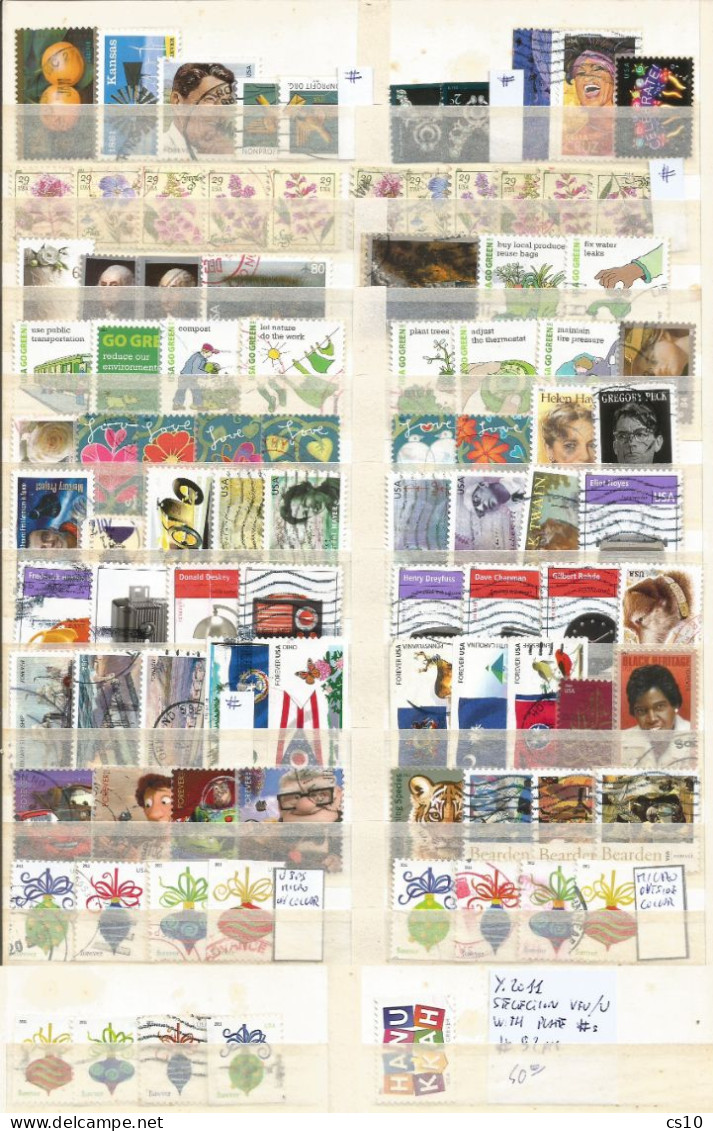 USA Selection 2011 Yearset 92 Pcs OFF-Paper Mostly VFU Circular PMK Incl. Coil Plate #s - Años Completos