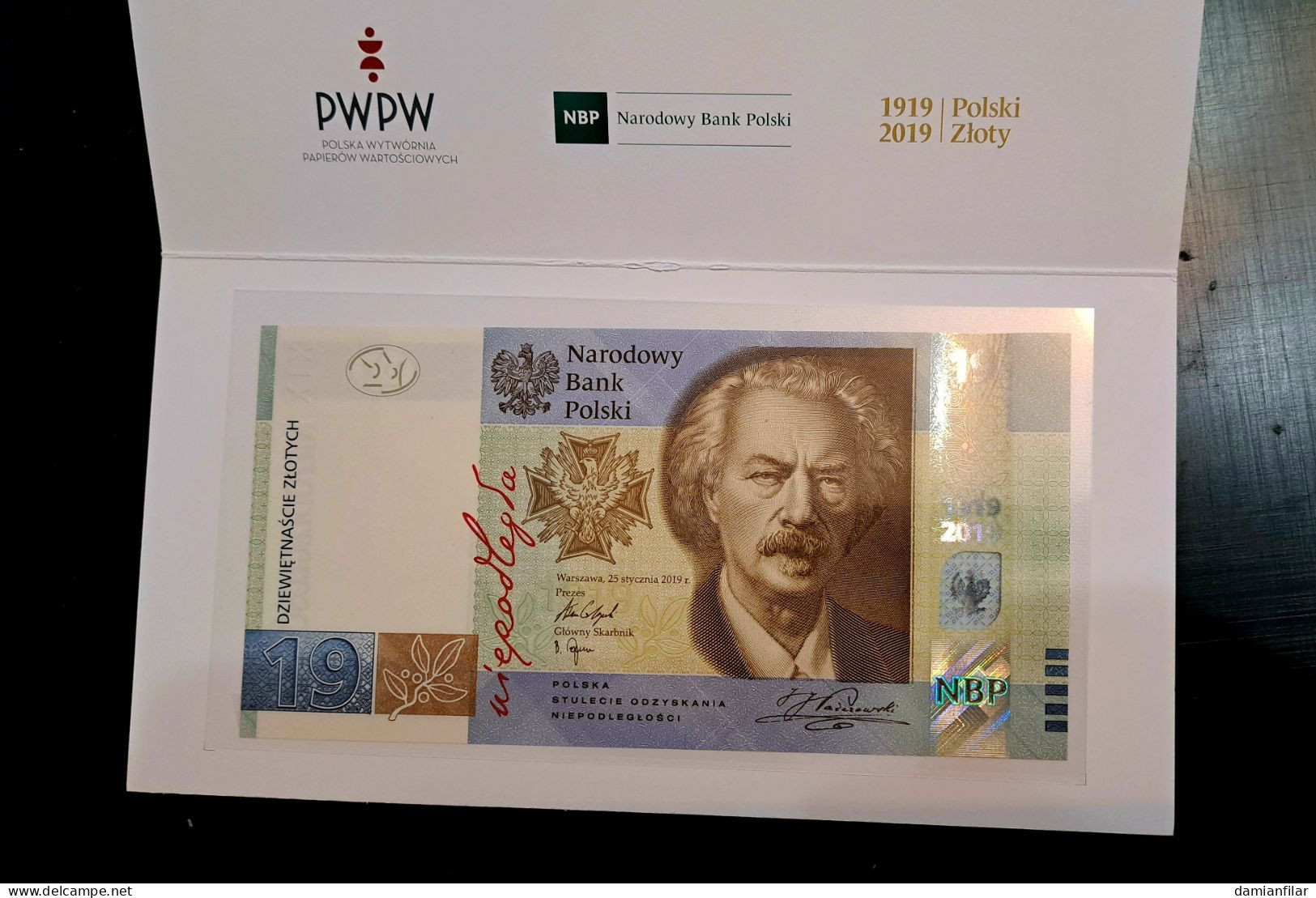 Polish Collectors Banknote Nr11 (2019r) 19PLN Polish Security Printing Works - Pologne