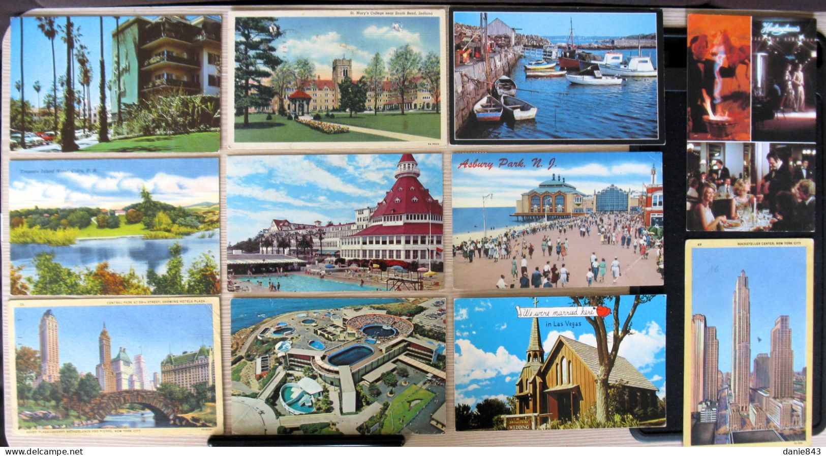 LOT D'environ 200 Cartes Postales Des Etats Unis - 170 Format CPA + 35 Grand Format + 1 Carnets Dépliants - Collections & Lots