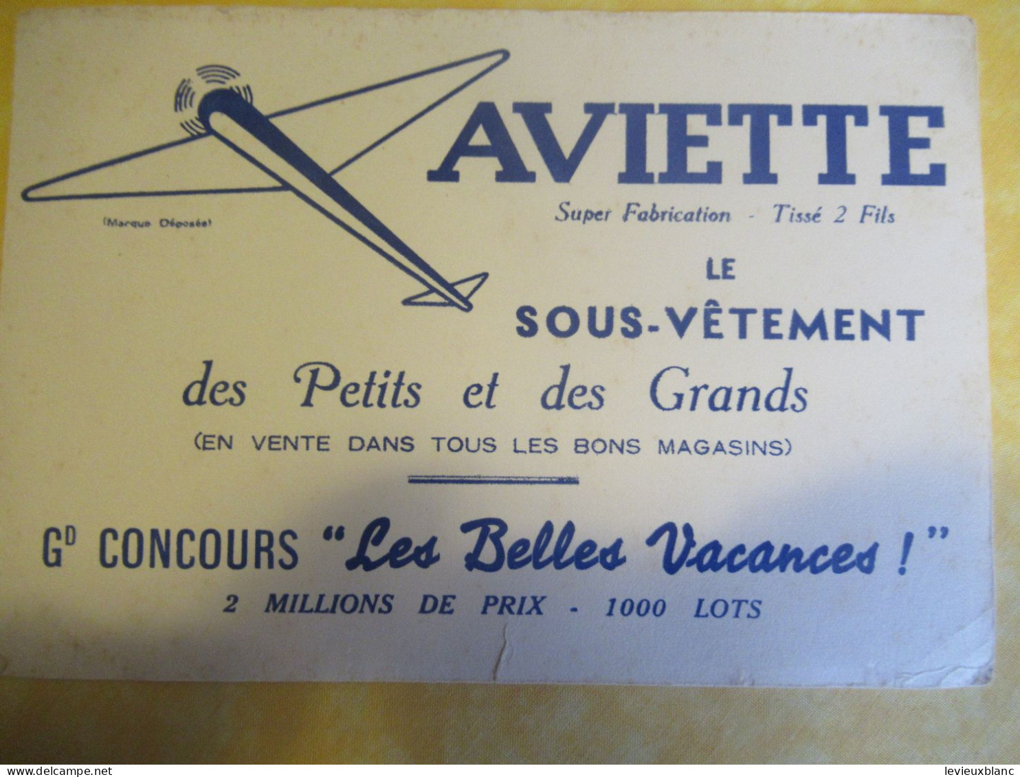 Buvard Ancien/Vêtement/"AVIETTE "/Le Sous Vêtement Des Petits Et Des Grands/ Concours/Paris /Vers 1950-60   BUV717 - Kleding & Textiel