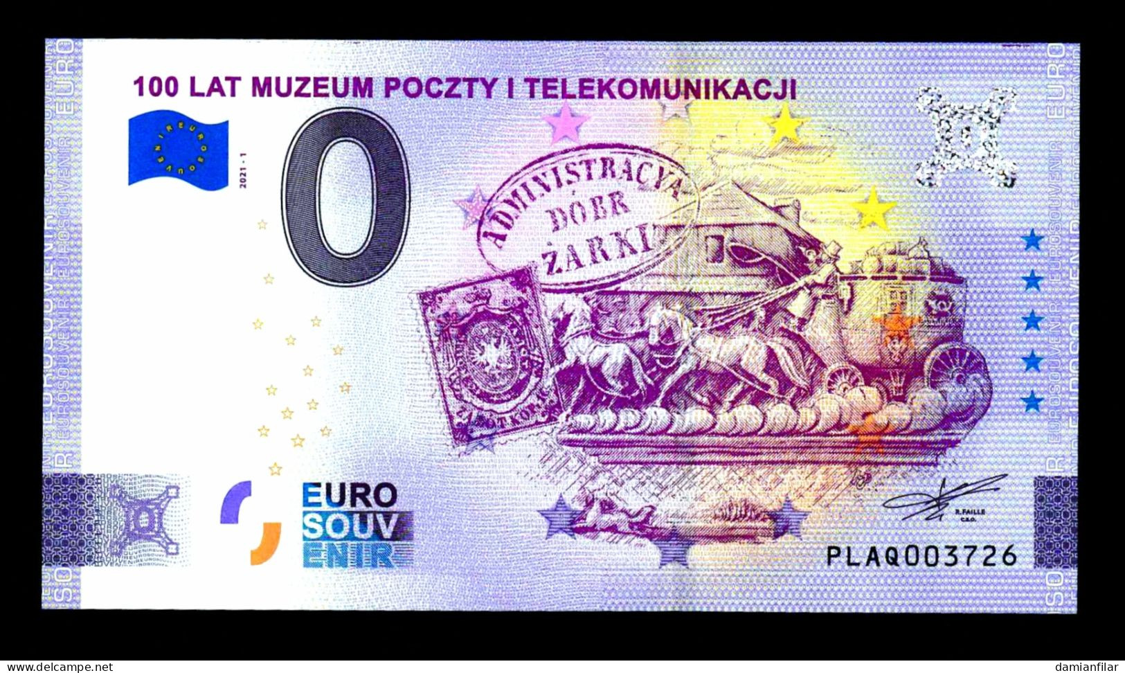 0 Euro Souvenir Muzeum Poczty I Telekomunikacji NORMAL Poland PLAQ 	2021-1 - Pologne