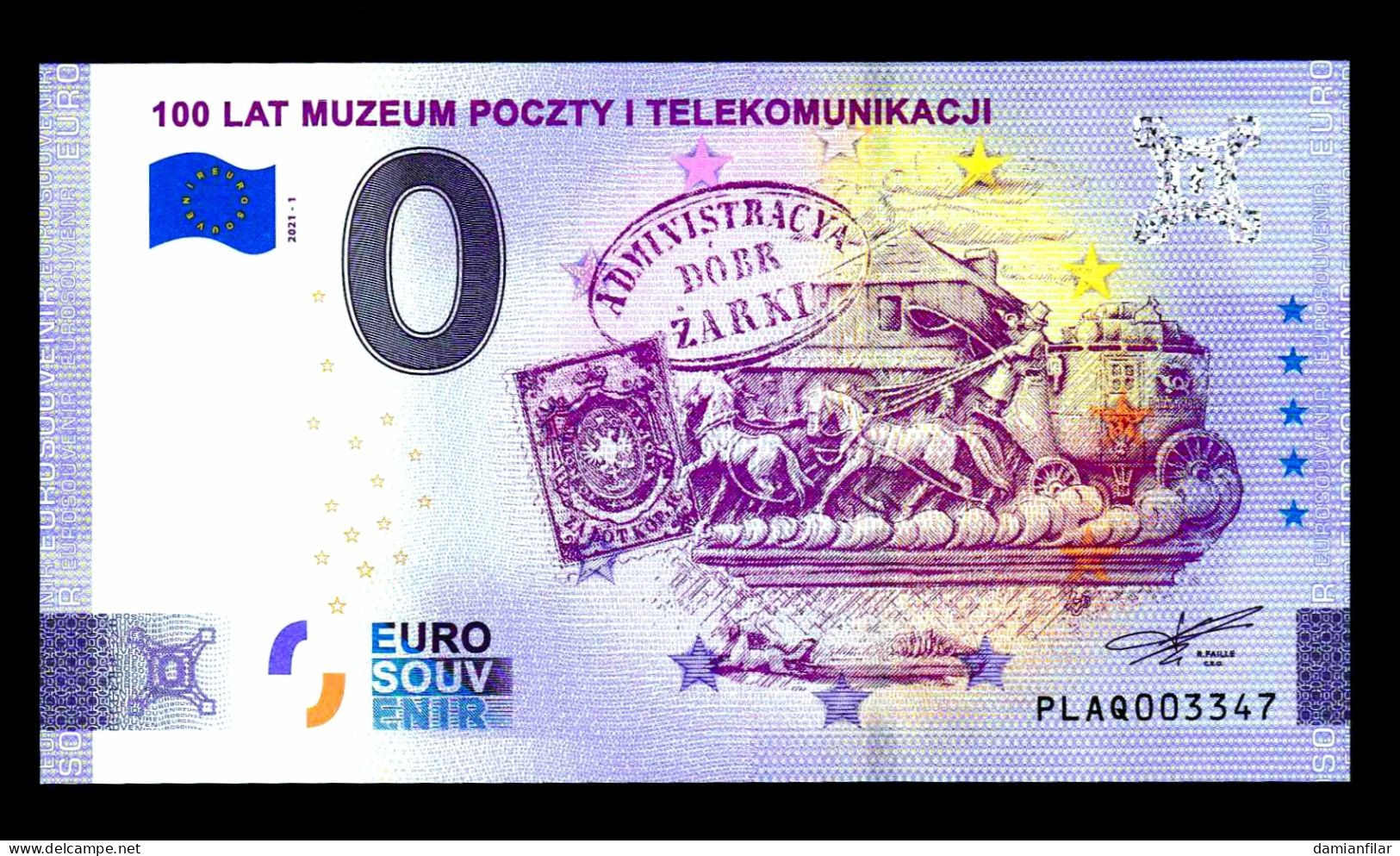 0 Euro Souvenir Muzeum Poczty I Telekomunikacji NORMAL Poland PLAQ 	2021-1 - Pologne