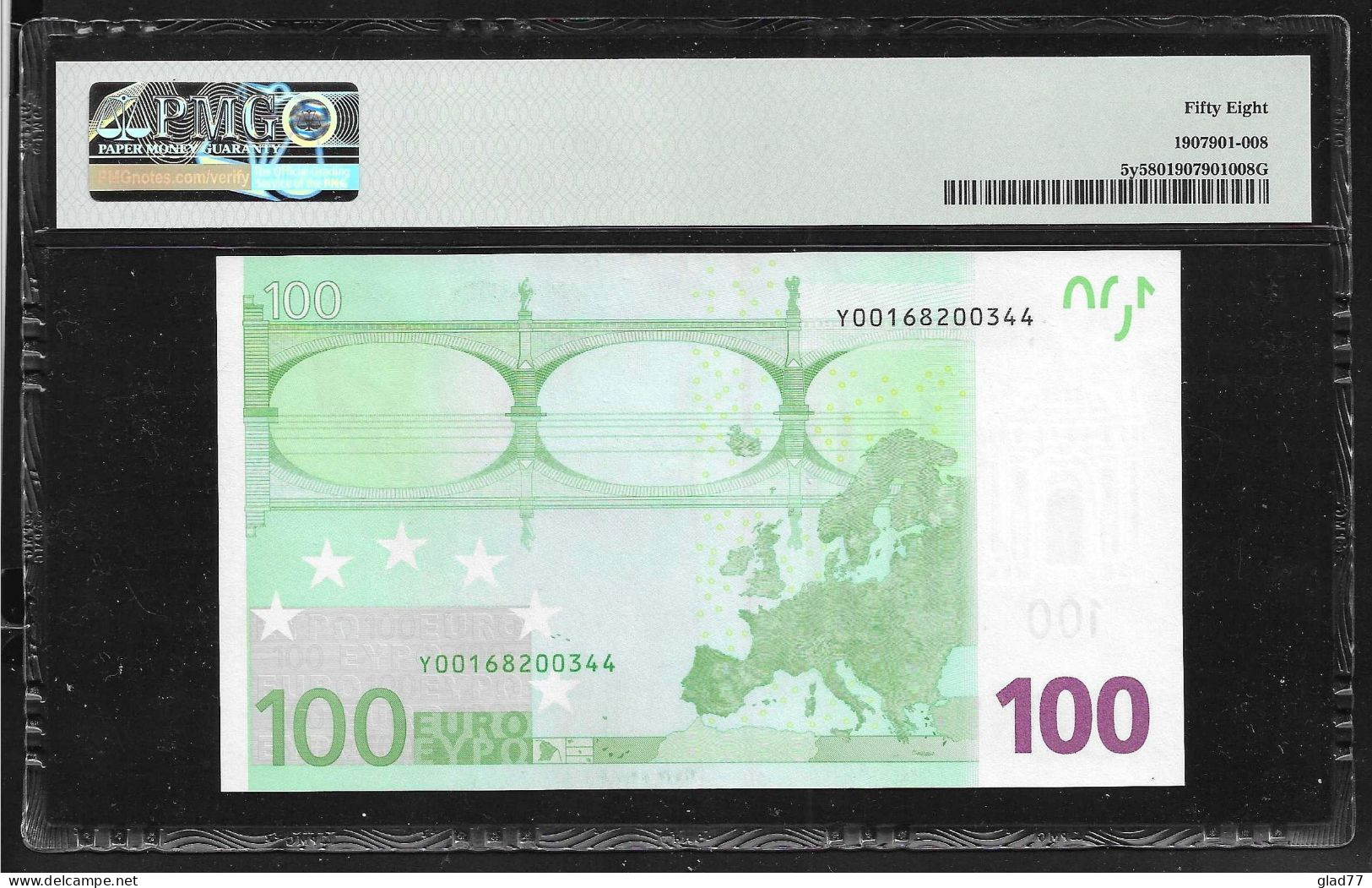 GREECE 100 EURO  Duisenberg  Signature! PMG 58 Choice AUNC "Y" Printer G006E4 Extremely Rare!! - 100 Euro