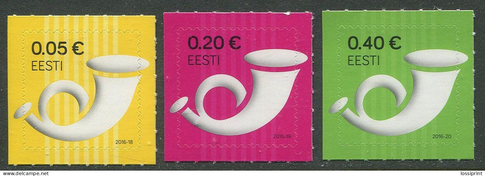 Estonia:Unused Stamps Postal Horns 0,05 , 0,20 And 0,40, 2016, MNH - Estonie