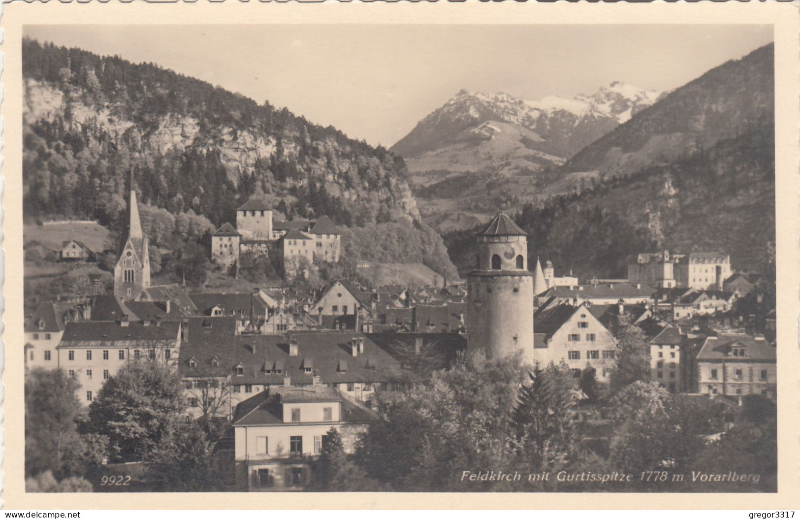 D8649) FELDKIRCH - U. Gurtisspitze - Voarlberg - Alte FOTO AK - Häuser Burg Usw. - Feldkirch