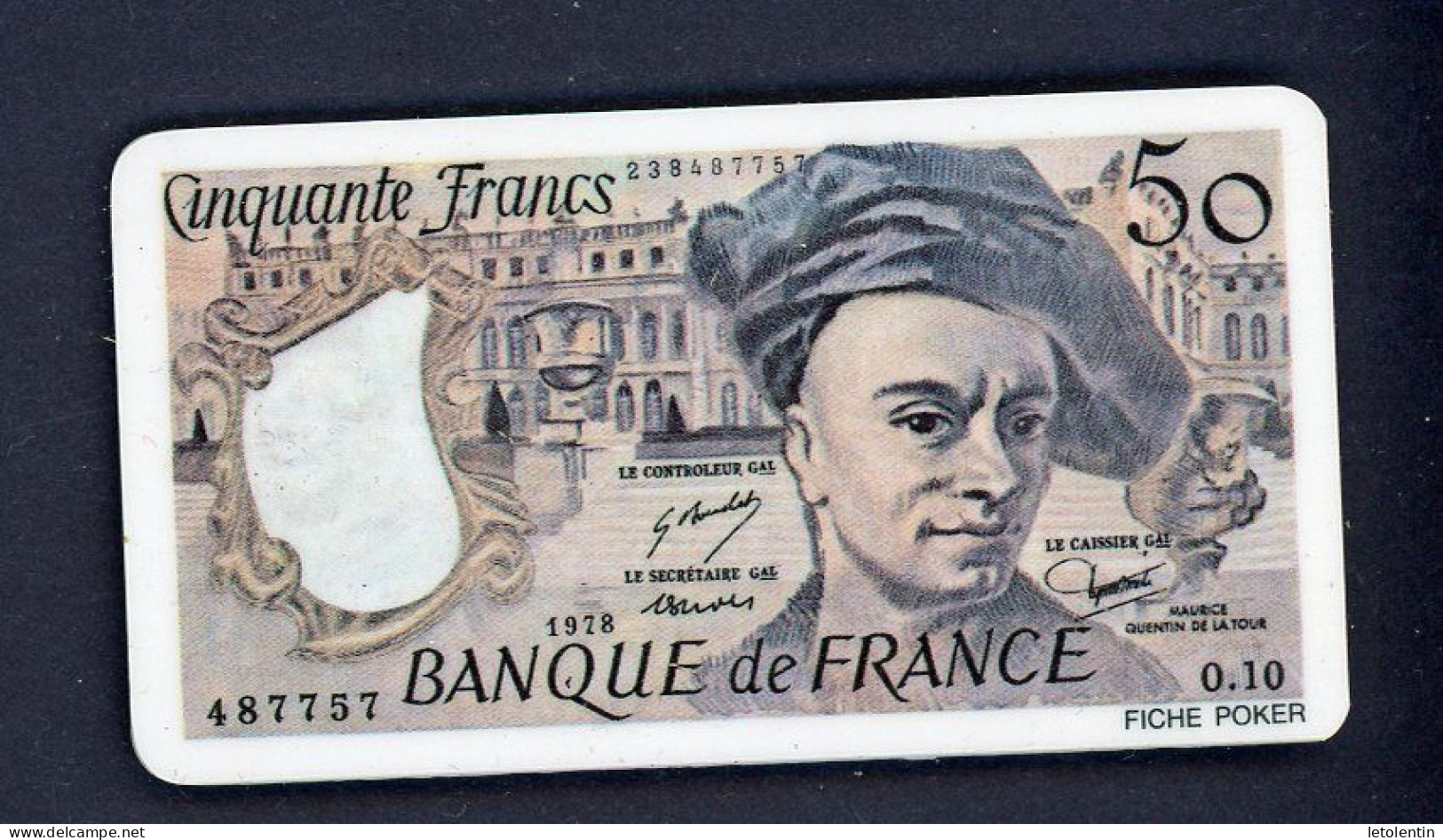 BILLET FRANCE - FAC SIMILÉ - FICHE POCKER - 50 FRANCS - QUENTIN DE LA TOUR - Fictifs & Spécimens