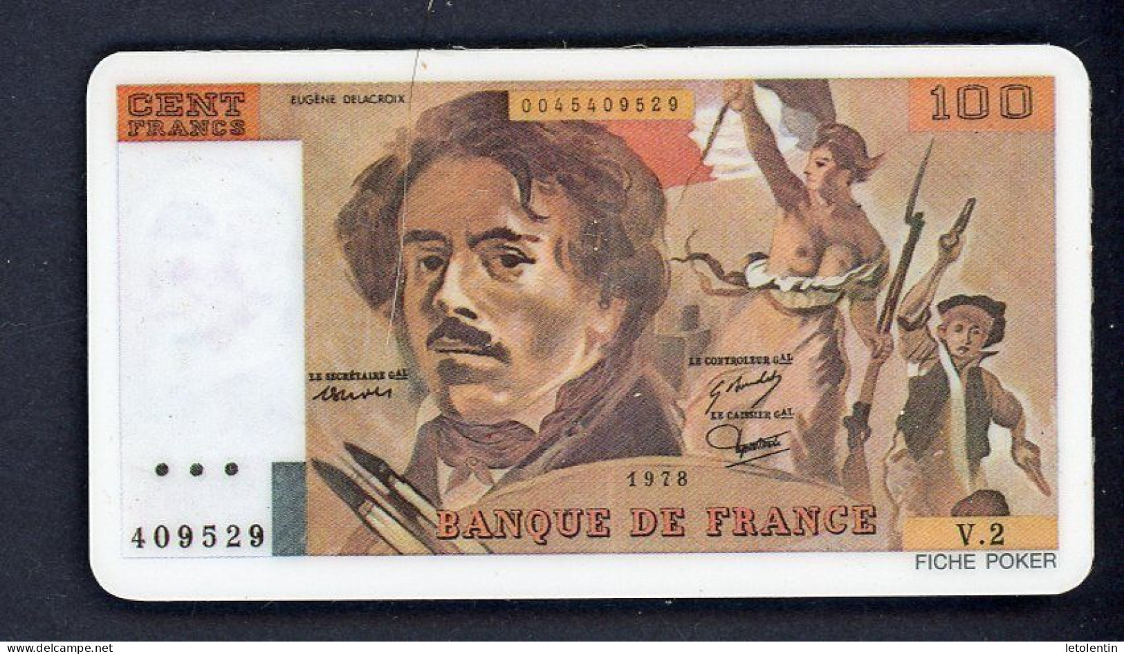 BILLET FRANCE - FAC SIMILÉ - FICHE POCKER - 100 FRANCS - DELACROIX - Specimen