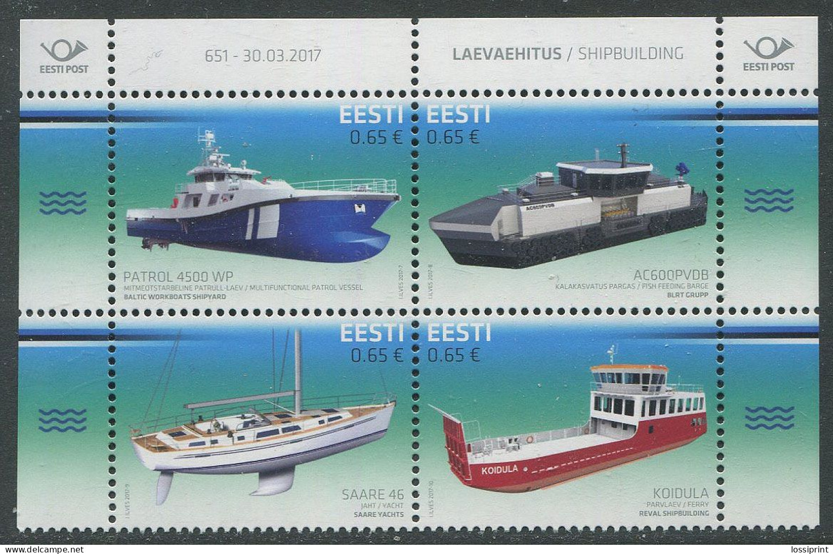 Estonia:Unused Stamps Shipbuilding, 2017, MNH - Estonie