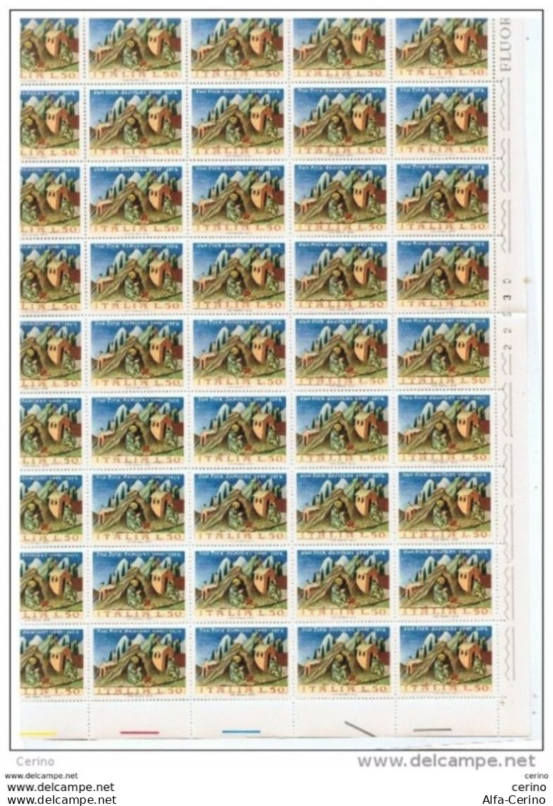 REPUBBLICA:  1972  S. PIER  DAMIANI  -  £. 50  POLICROMO  FOGLIO  50  N. -  SASS. 1184 - Feuilles Complètes