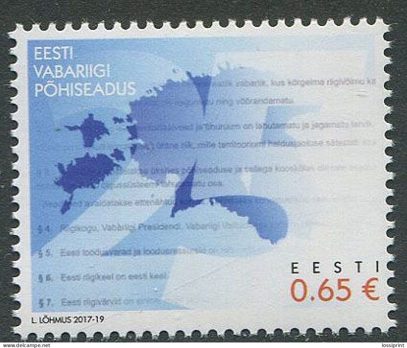 Estonia:Unused Stamp Estonian Republic Constitution 25, 2017, MNH - Estonie