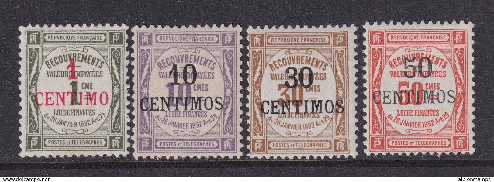 French Morocco, Scott J6-J9 (Yvert TT6-TT9), MHR - Timbres-taxe